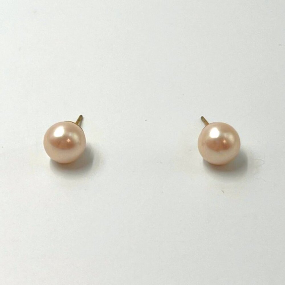 Pearl Pierced Earrings Women Post Gold Classic - Picture 2 of 2